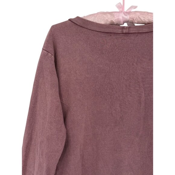 Vtg 90s B.L.E.U. Mauve Pink Lace & Studded Slouchy Sweatshirt | Y2K Grunge Boho - Picture 7 of 16